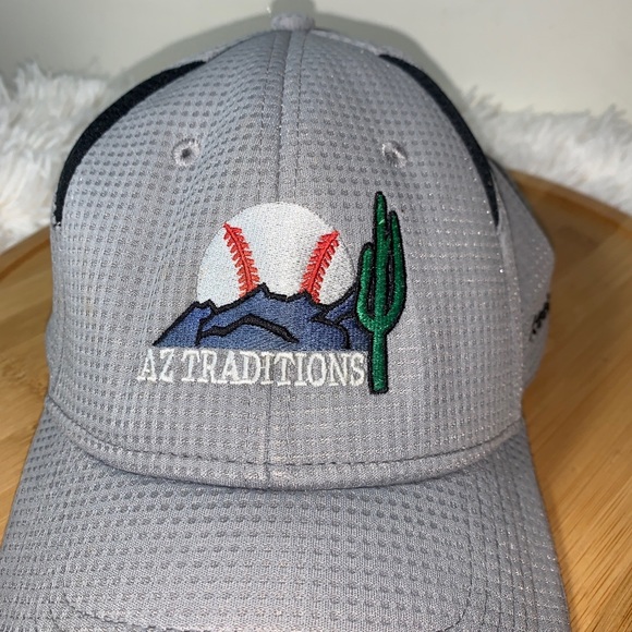 AZ Traditions Baseball Cap Reebok Grey Embroidery Mesh Hook & Loop Adjustable - Picture 2 of 4